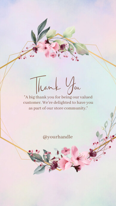 aesthetic thank you story template floral thank you story template Instagram aesthetic flowers