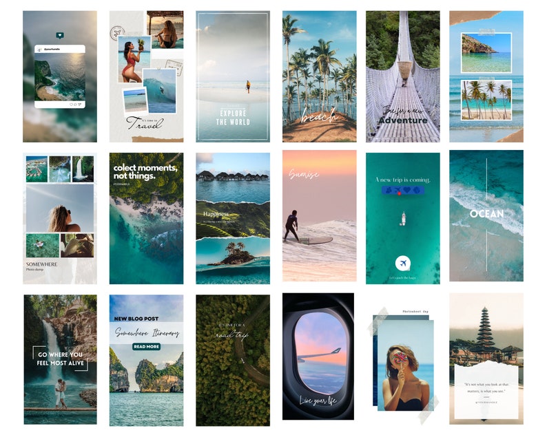 aesthetic travel collage story template Instagram examples
