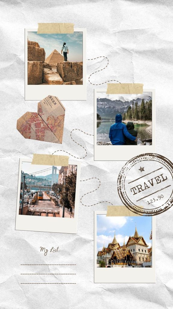 aesthetic travel dump story template Film strip travel story template aesthetic