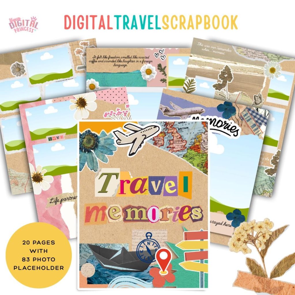 aesthetic travel dump story template Scrapbook travel story template aesthetic