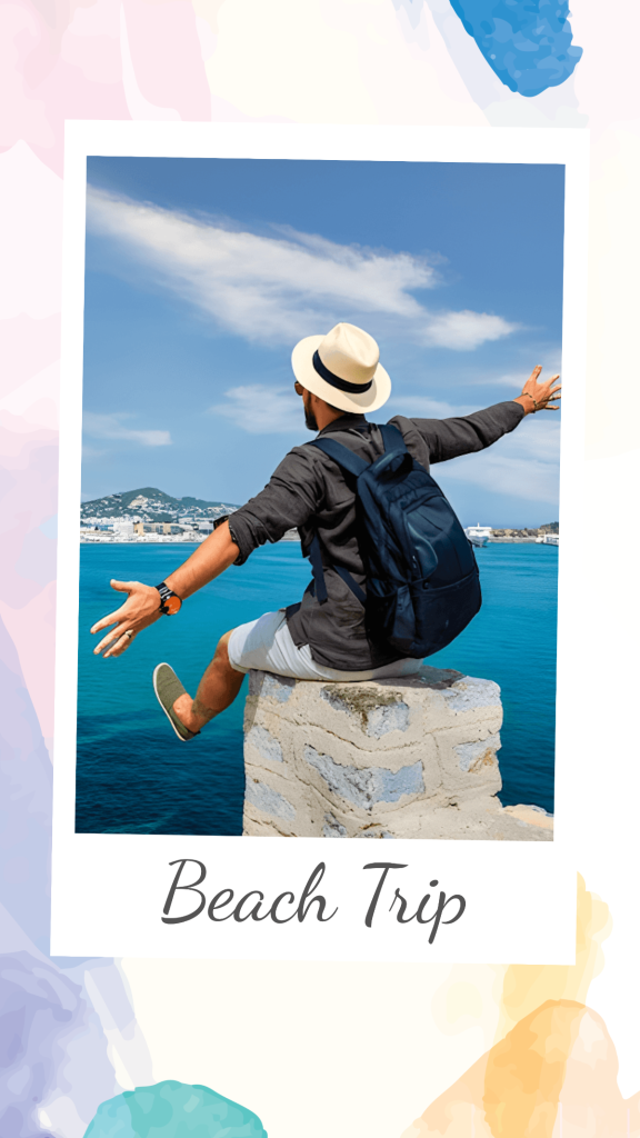 aesthetic travel photo story template compass rose accent travel photo story template