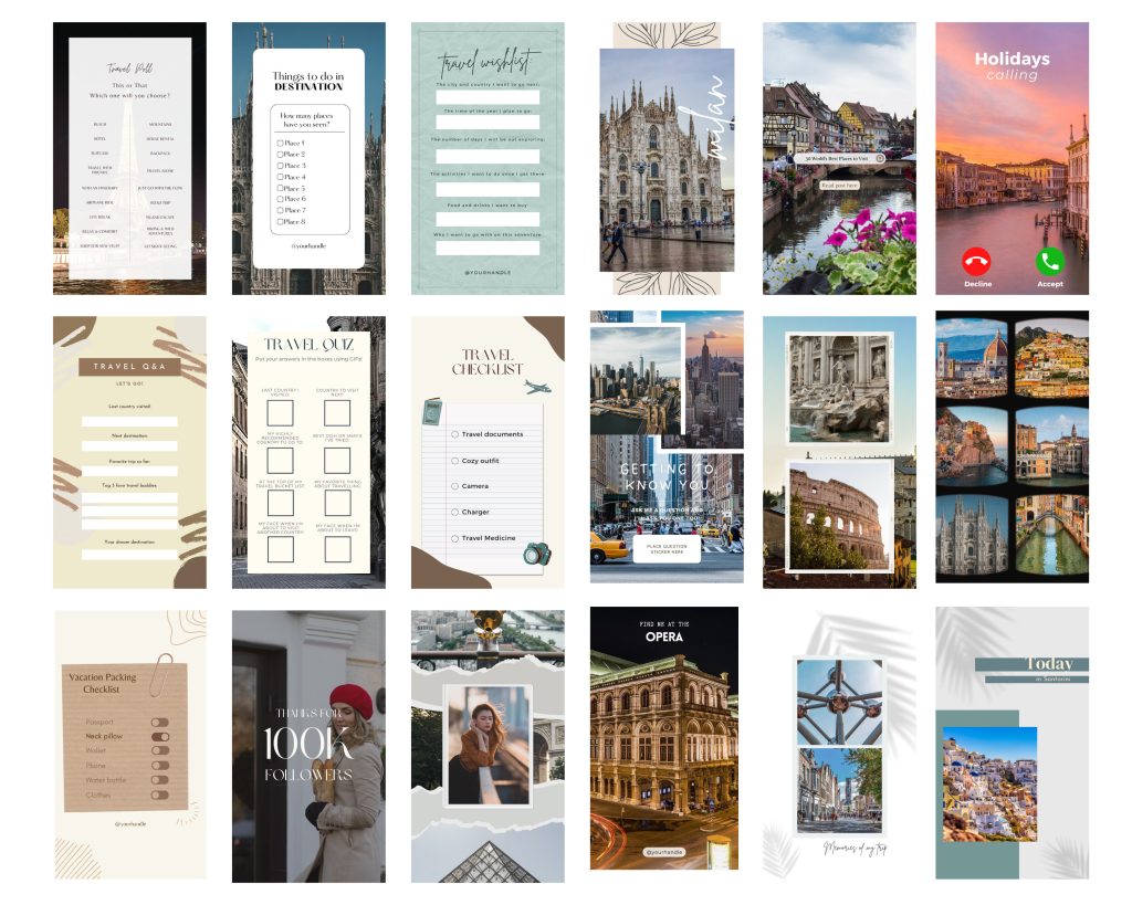 aesthetic travel photo story template map overlay instagram