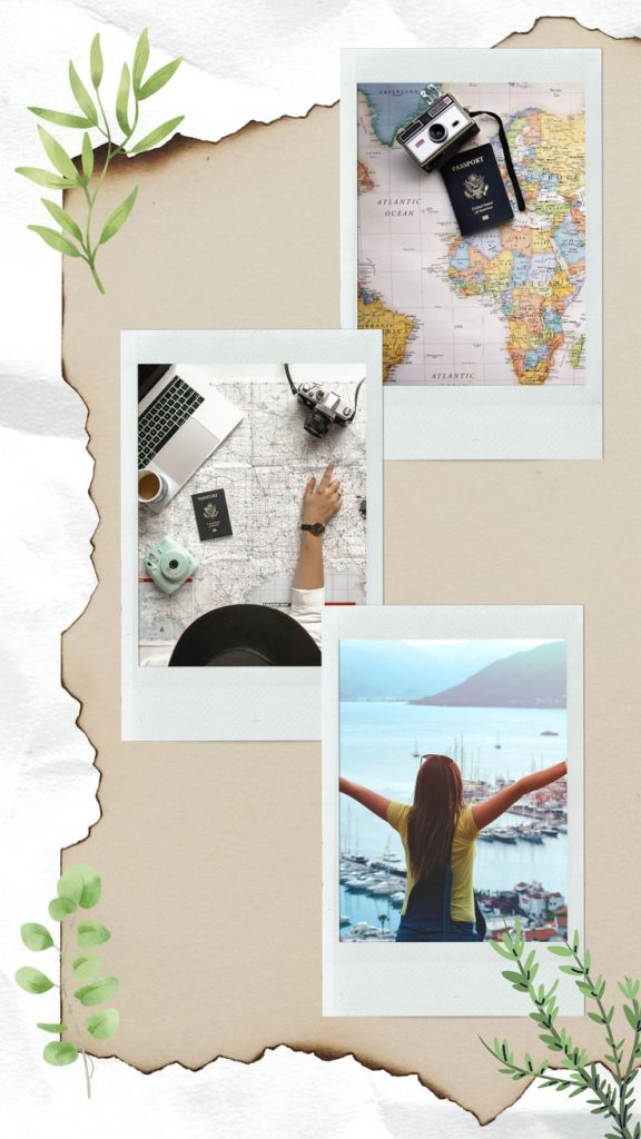aesthetic travel story template Polaroid Strip travel Instagram story template aesthetic