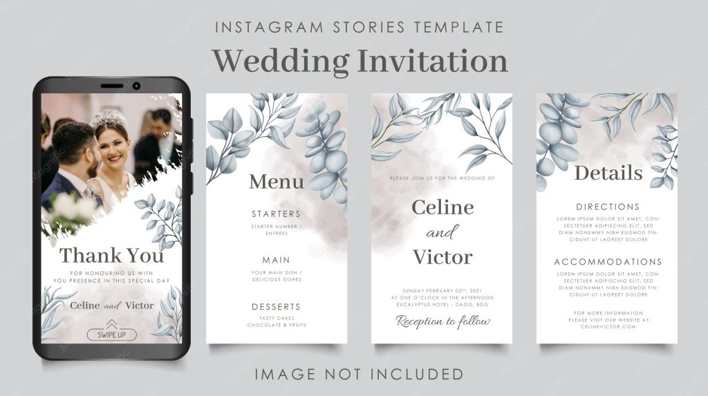 aesthetic wedding invitation story minimalist line art wedding invitation instagram story template