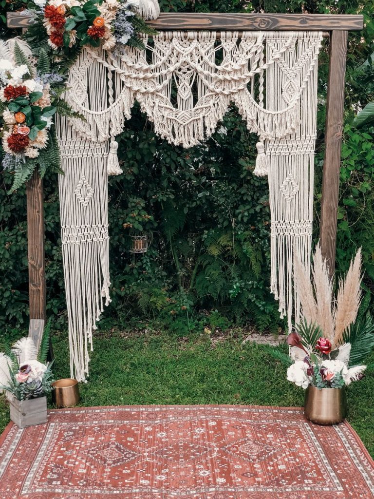 aesthetic wedding story template boho earthy with wildflowers and macrame