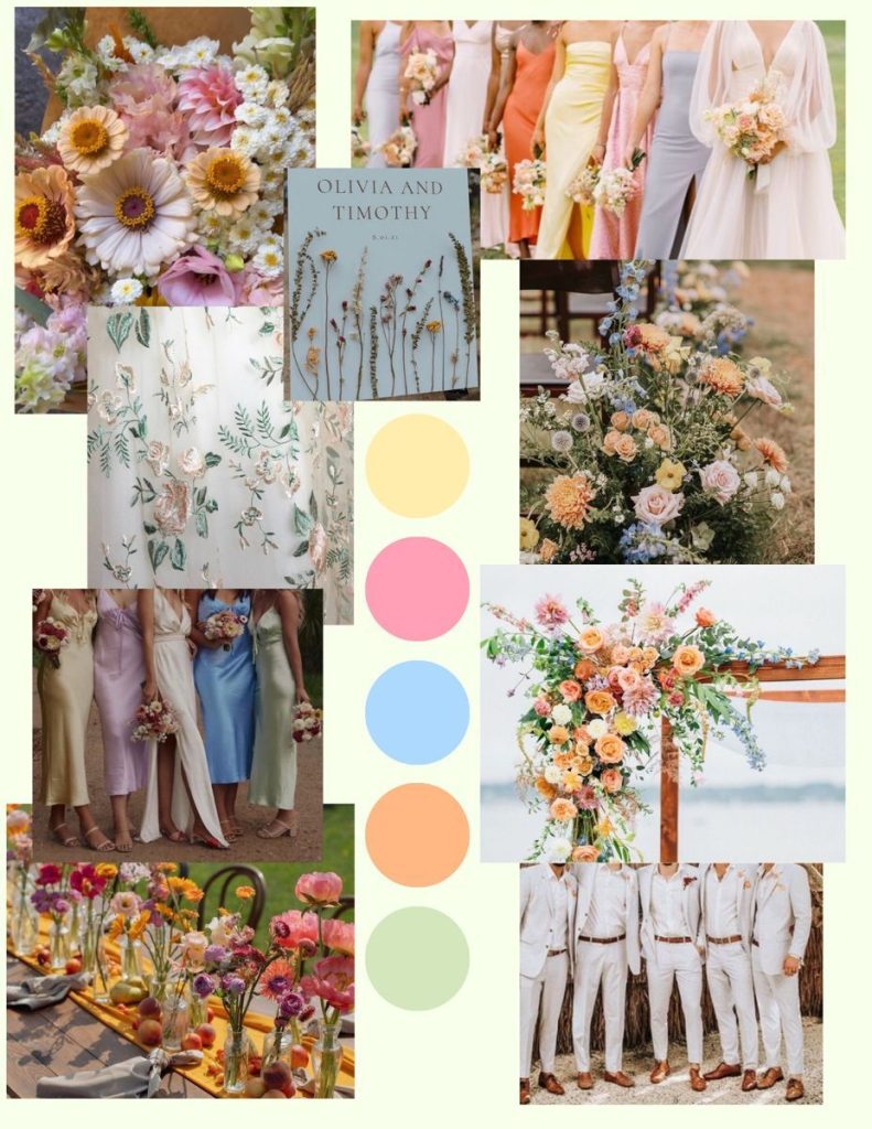 aesthetic wedding story template garden party floral with peonies and pastel colors
