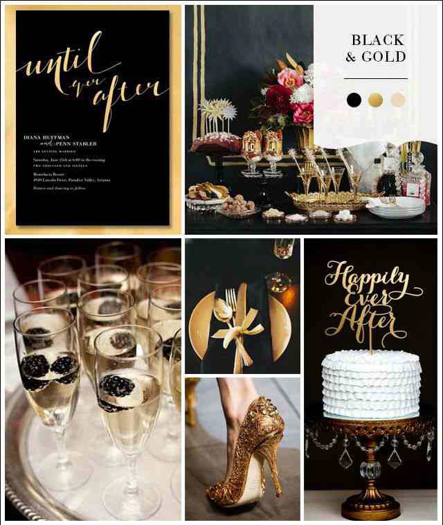 aesthetic wedding story template modern black and gold with champagne glasses