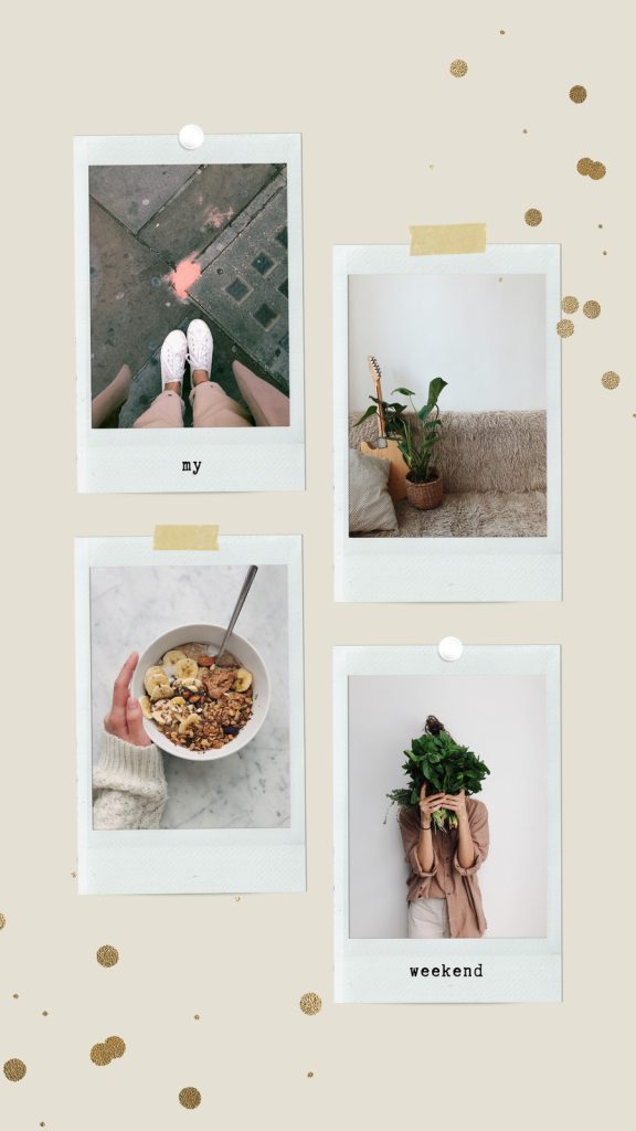 aesthetic weekend dump story template aesthetic polaroid collage Instagram story template weekend dump pastel background