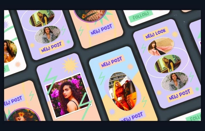 best aesthetic instagram story templates Instagram story slideshow template with three photo frames and arrows