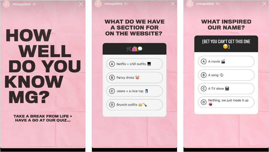best aesthetic instagram story templates Interactive quiz Instagram story template with multiple choice options and emojis