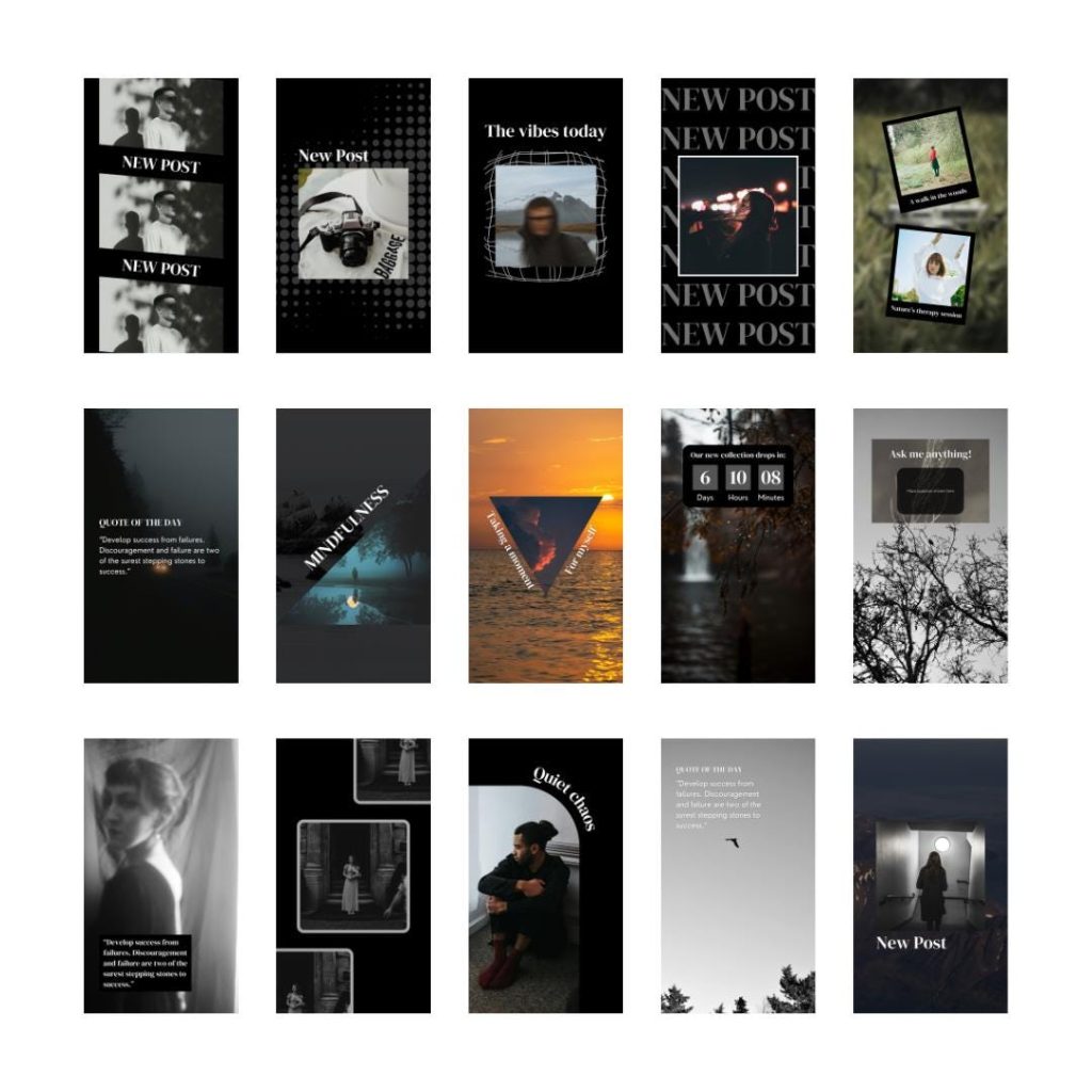 dark moody aesthetic Instagram story layout template