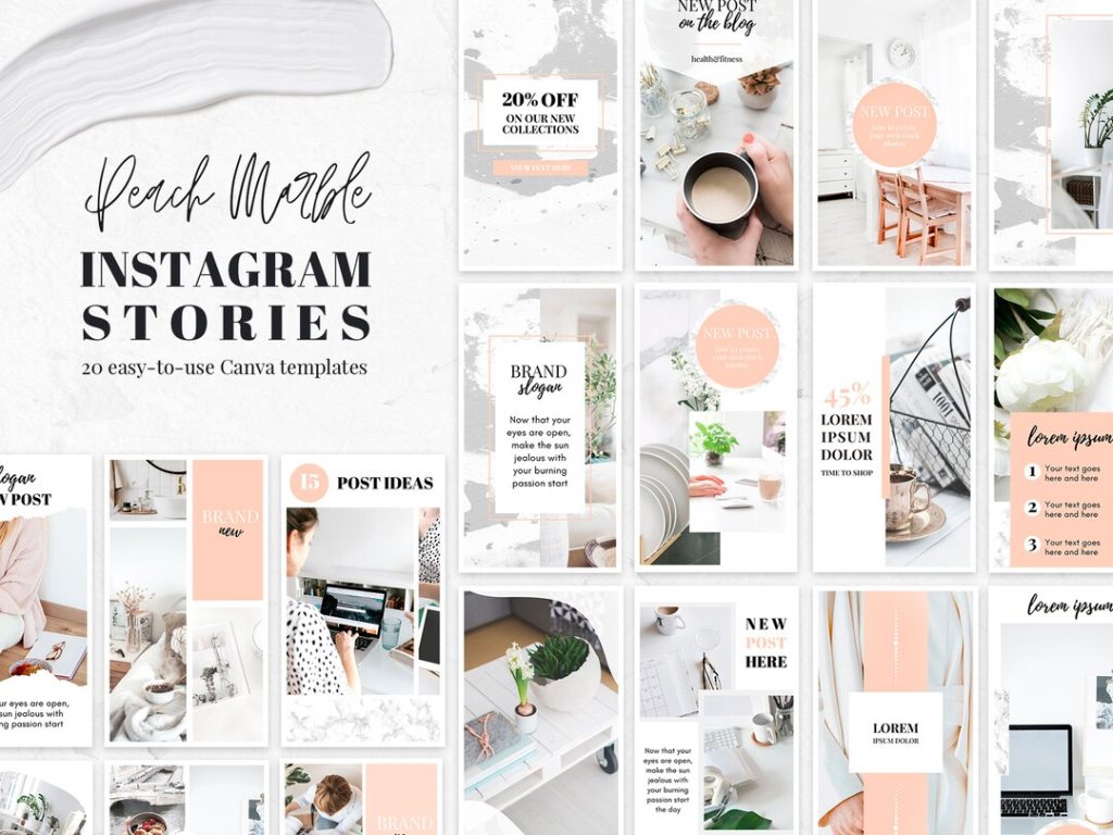 free canva aesthetic story template pastel marble Canva story template
