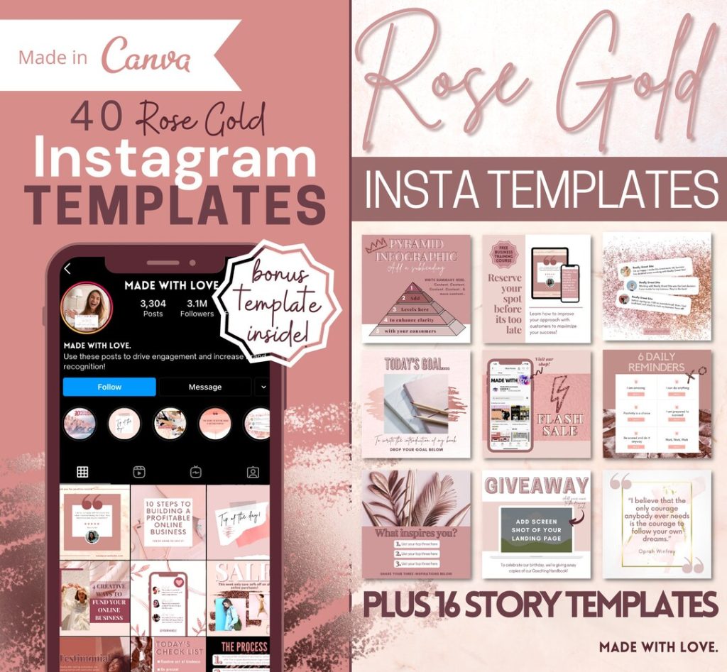 luxury aesthetic instagram story template rose gold glam Instagram story template