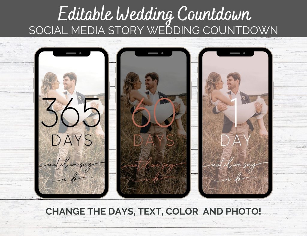 minimalist wedding story template minimalist wedding countdown Instagram story template with days number and simple design