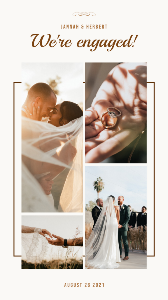 minimalist wedding story template minimalist wedding engagement announcement Instagram story template with ring and text overlay