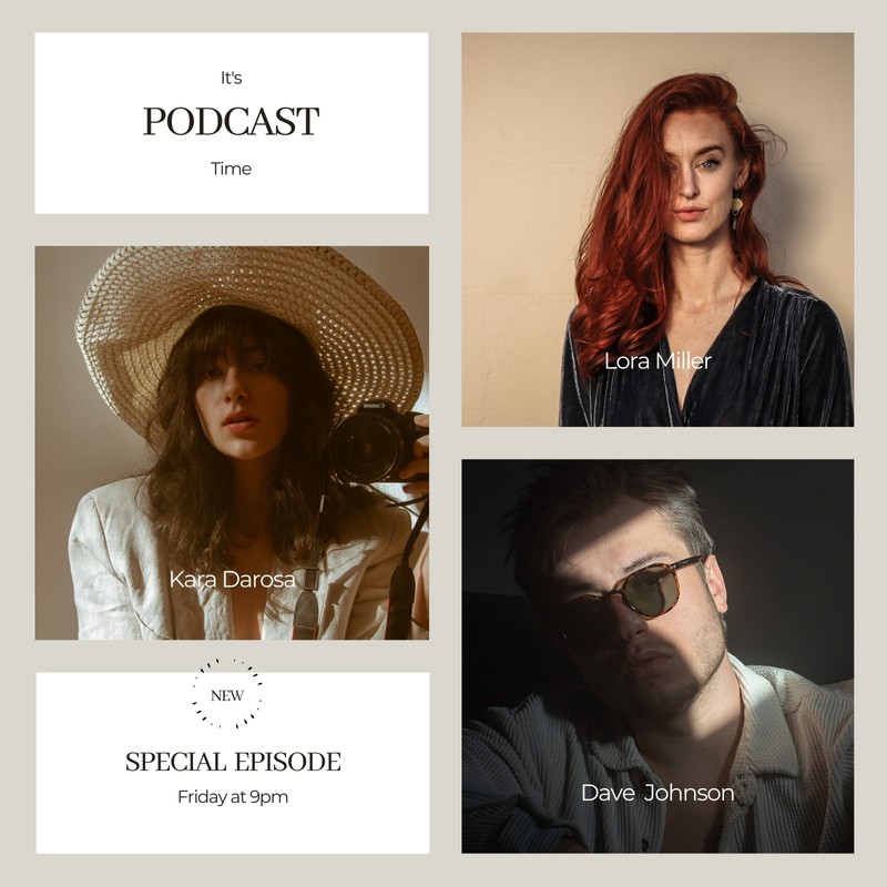 modern grid layout aesthetic podcast promo story template