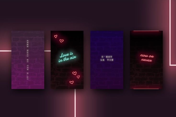 neon glow love quote Instagram story template dark background