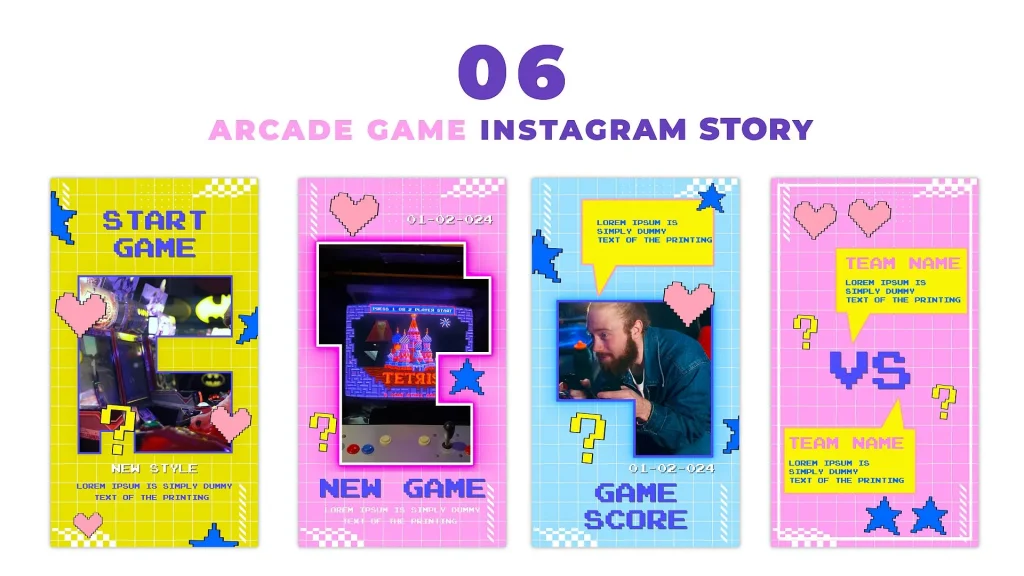 retro aesthetic instagram story template retro arcade game Instagram story template with pixel art and joystick