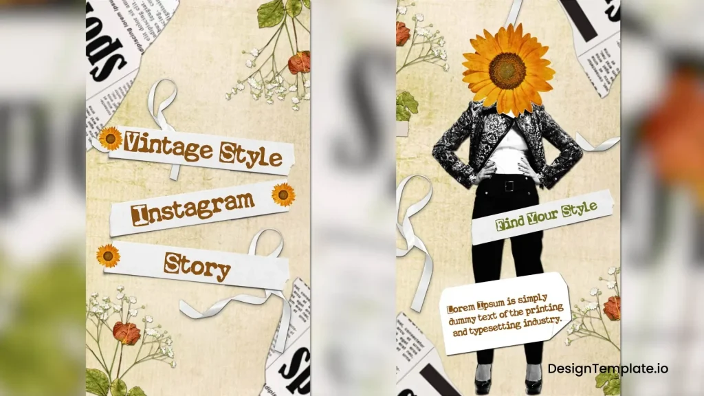 retro aesthetic instagram story template vintage typewriter Instagram story template with paper and font
