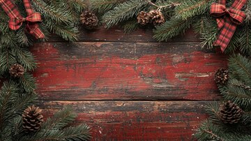 rustic aesthetic Christmas story template with wood textures and plaid