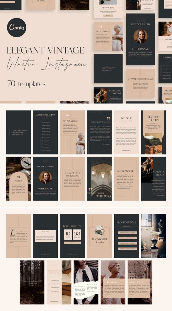 vintage aesthetic instagram story templates classic typewriter font instagram story template retro