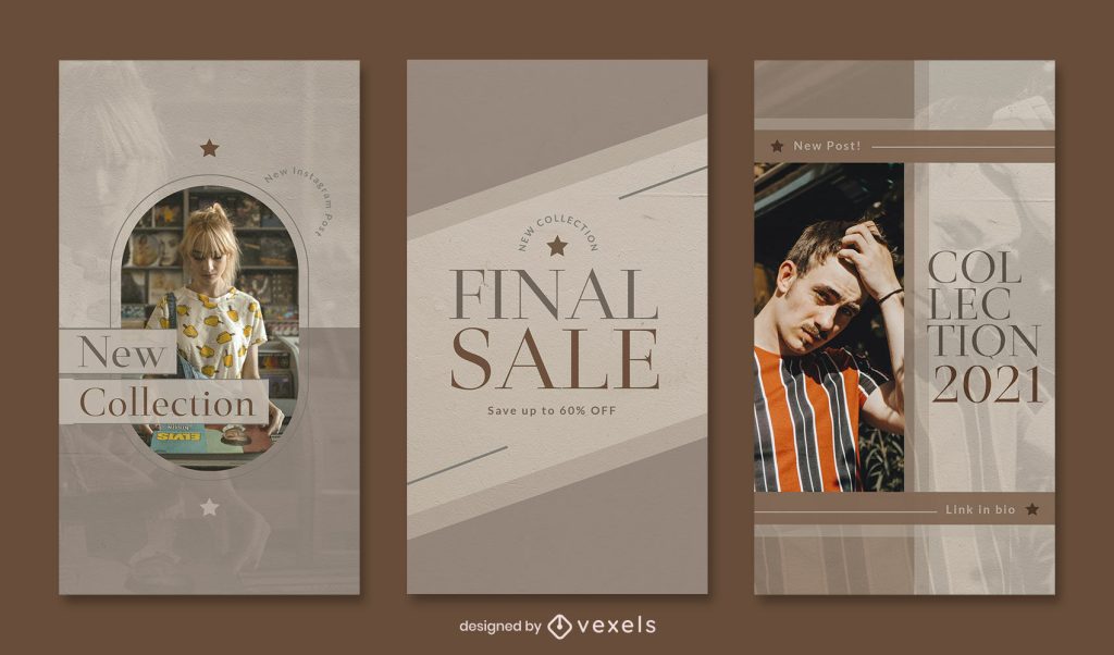 vintage aesthetic sale instagram story template film grain serif font discount