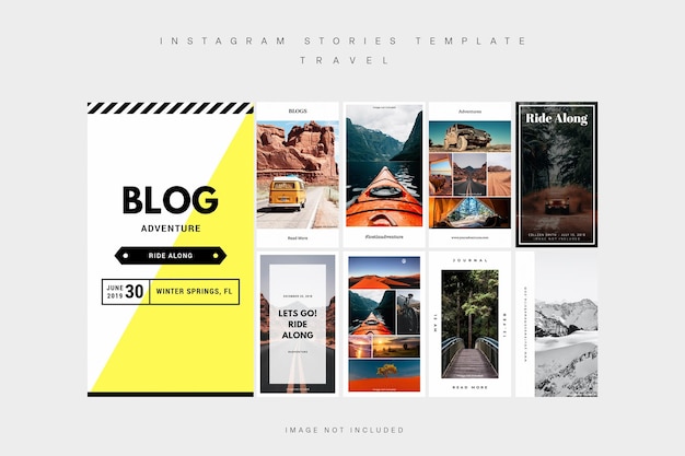 Adventure caption boxes aesthetic travel blogger story template