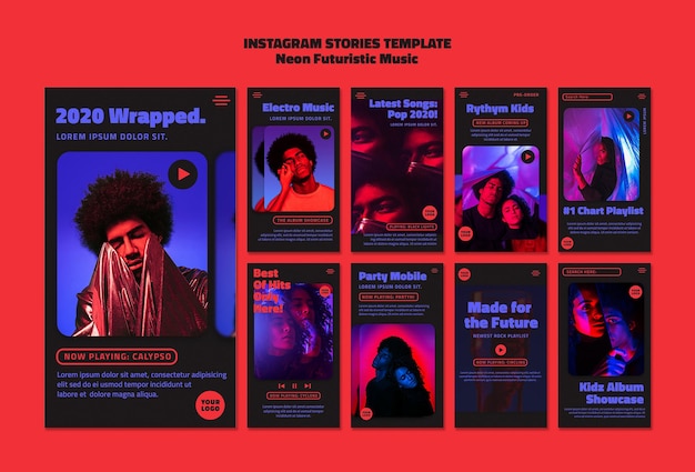 aesthetic album release story template neon lights nightclub instagram story template album release
