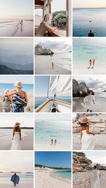 aesthetic article promo story template collage grid with three images