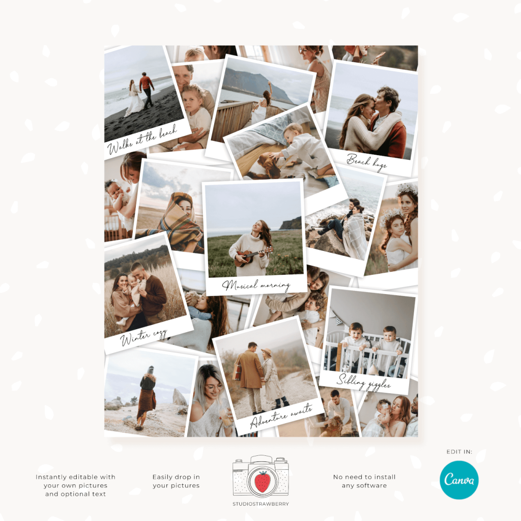 aesthetic article promo story template polaroid stack vintage style