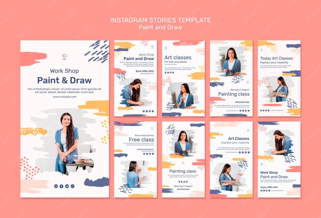 aesthetic artist story template palette reveal story template with paint swatches labeled