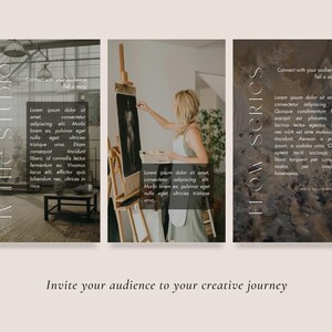 aesthetic artist story template studio tour Instagram story template with easel and paint jars