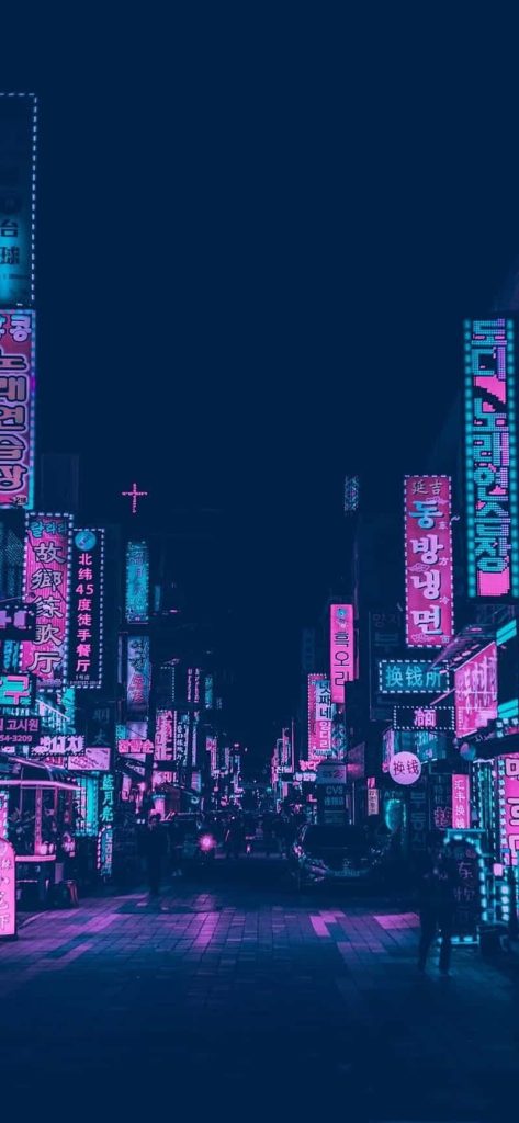 aesthetic ask me anything story Neon glow AMA Instagram story template with pink and blue neon lights and dark background