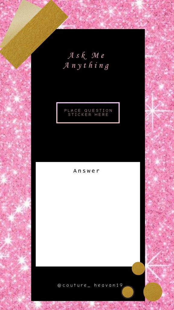 aesthetic ask me anything story Rose gold aesthetic AMA Instagram story template with metallic accents and pastel pink