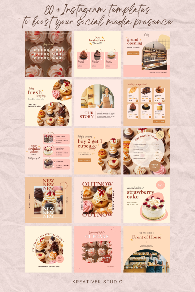 aesthetic bakery story template aesthetic bakery Instagram story template with daily specials board and pastries