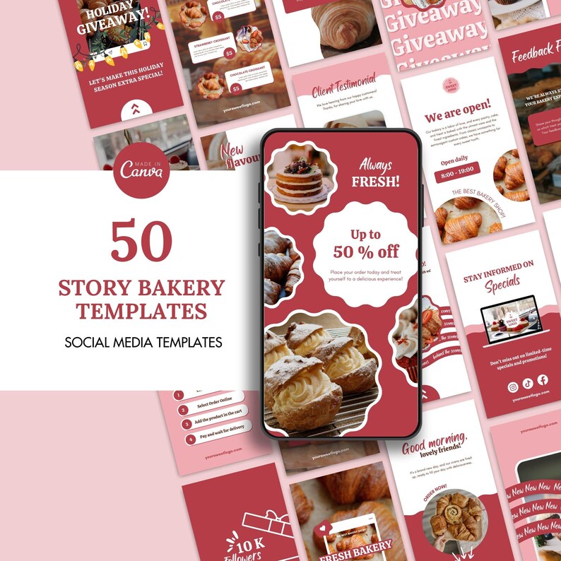 aesthetic bakery story template seasonal promotion bakery story template with holiday pastries