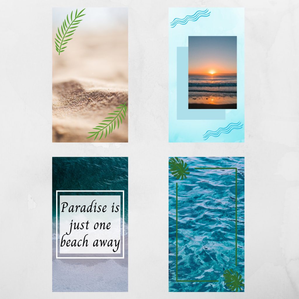 aesthetic beach story template polaroid beach instagram story template
