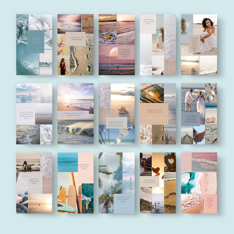 aesthetic beach story template seashell collage instagram story template