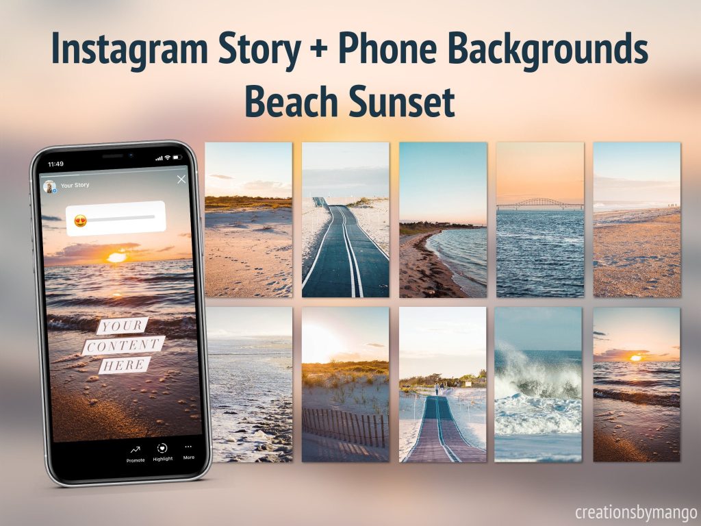 aesthetic beach story template sunset silhouette beach instagram story template