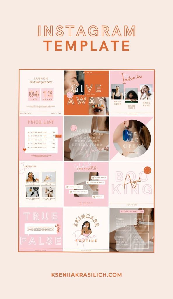 aesthetic beauty Instagram story template makeup grid pastel