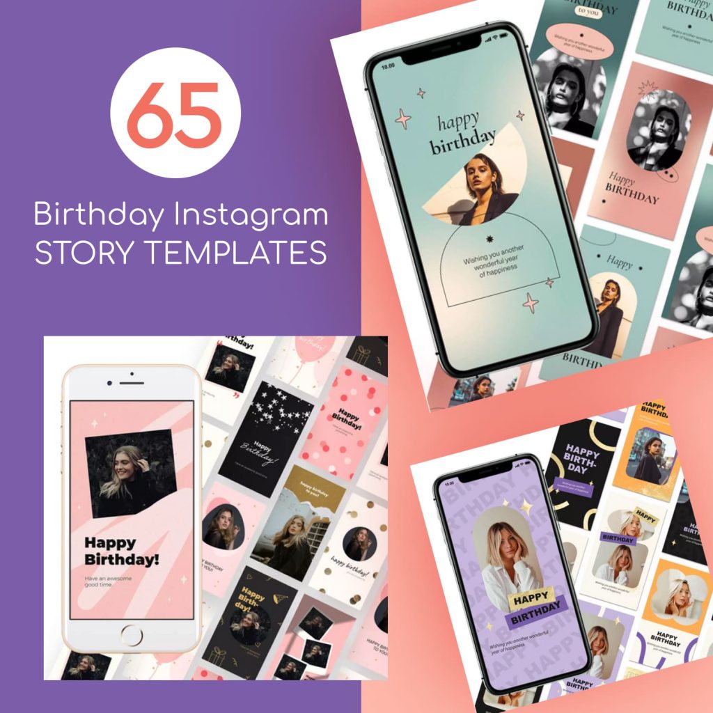 aesthetic birthday photo story template birthday girl crown Instagram story template