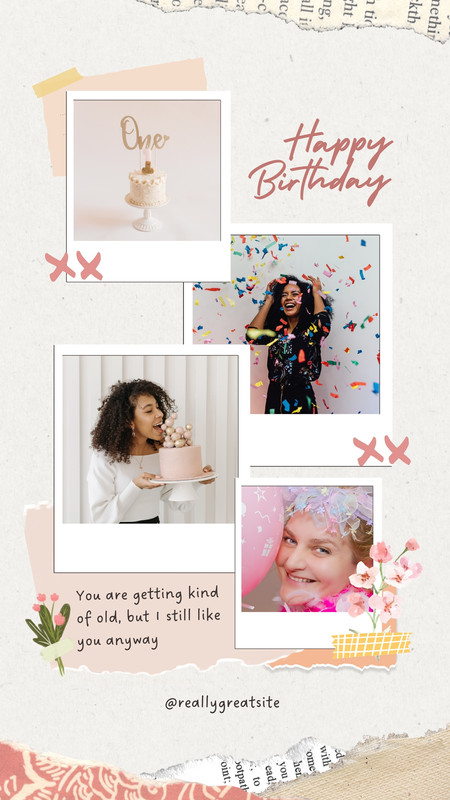 aesthetic birthday photo story template confetti explosion birthday Instagram story template