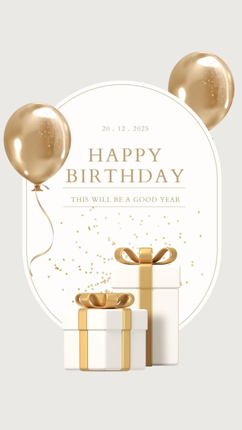 aesthetic birthday photo story template gold foil marble birthday Instagram story template