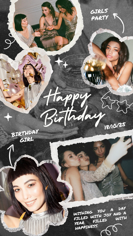 aesthetic birthday photo story template retro 70s birthday Instagram story template