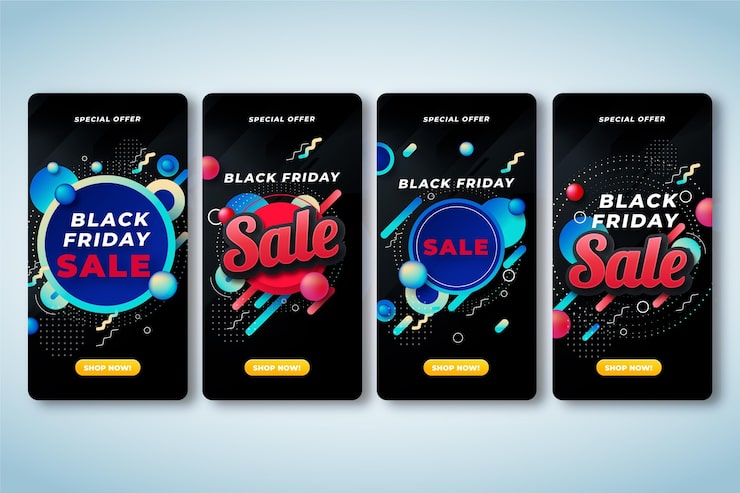 aesthetic black friday story template black and gold discount code reveal Instagram story template with confetti and codes