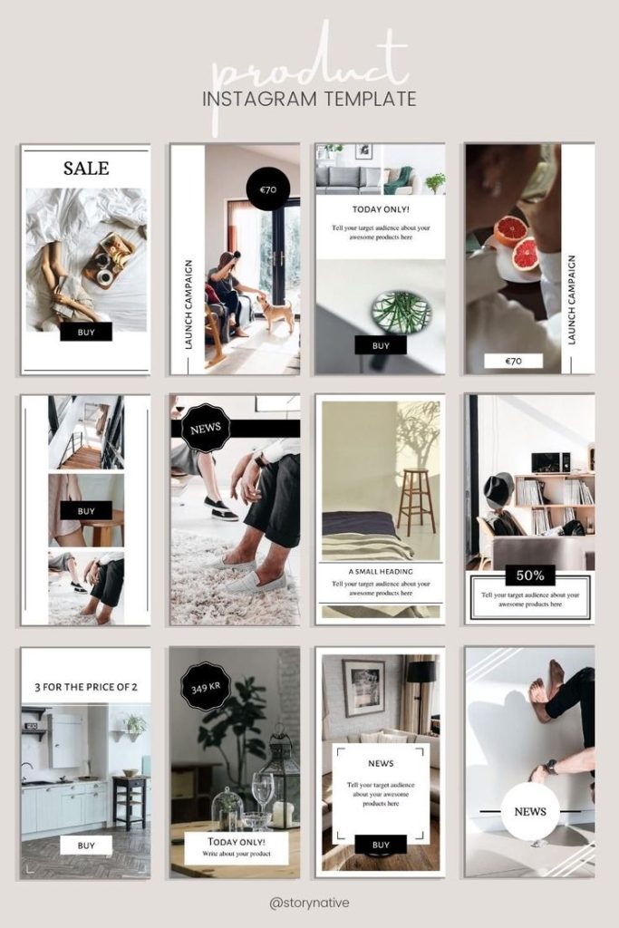 aesthetic blogger story template aesthetic Instagram story product showcase with a perfume bottle on marble surface and price tag