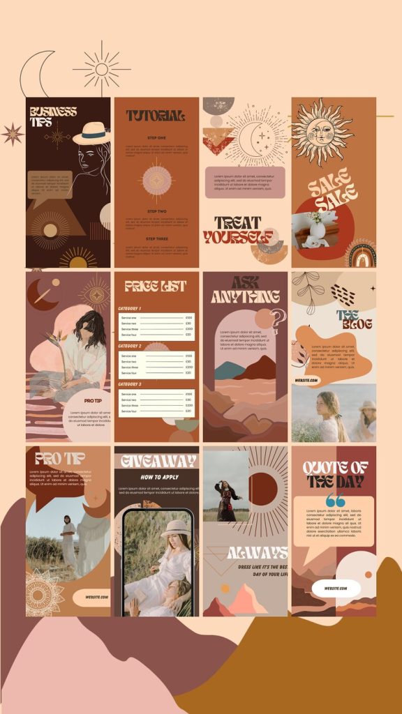 aesthetic boho instagram story template boho quote instagram story template floral typography beige background