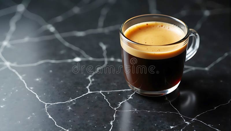 aesthetic cafe story template espresso shot in glass saucer on marble counter