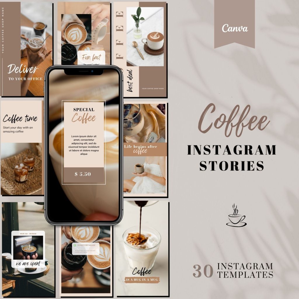 aesthetic cafe story template latte art photo on instagram story template