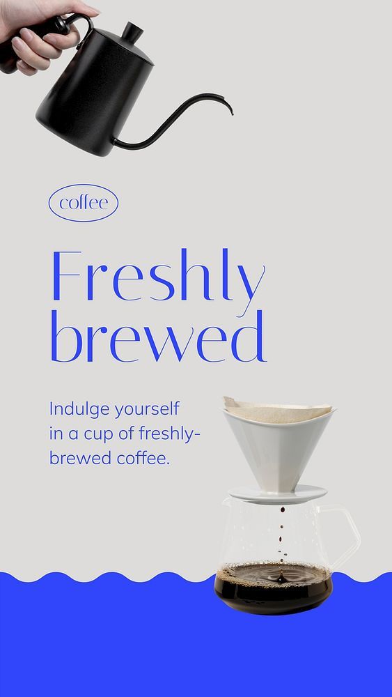 aesthetic cafe story template pour over coffee brewing process close up